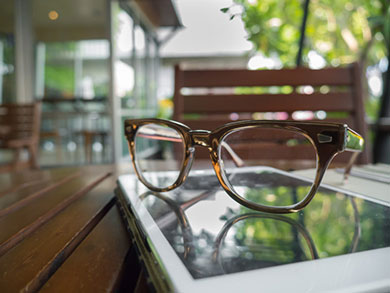 Glasses on a tablet