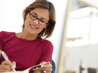 Woman wearing glasses