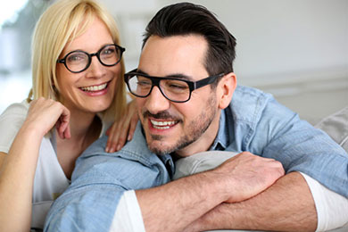Man and woman with glasses