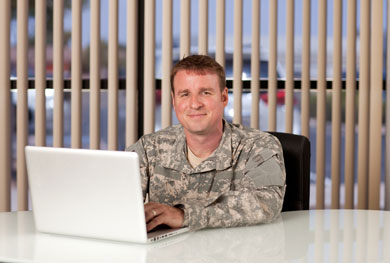 Veteran at desk